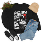 Christmas Bin Chicken Sweatshirt - Australian Bin Chicken Christmas Themed Jumper with quote "Who's Bin Naughty and Who's Bin Nice?"