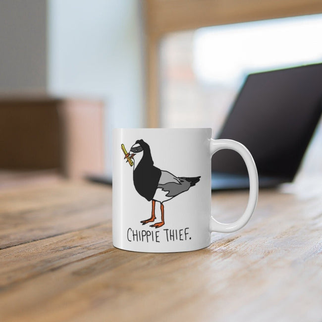 Funny Seagull Chippie Mug - Potato Chip Mug of an Australian Seagull - Funny Seagull Mug for Chippy Lovers - Chippie Thief Mug Main Image
