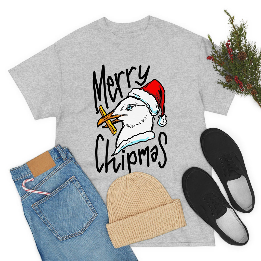 Christmas Seagull Chippie Shirt "Merry Chipmas" Potato Chip T-Shirt of an Australian Seagull - Funny Christmas Chippy Lovers Seagull Shirt