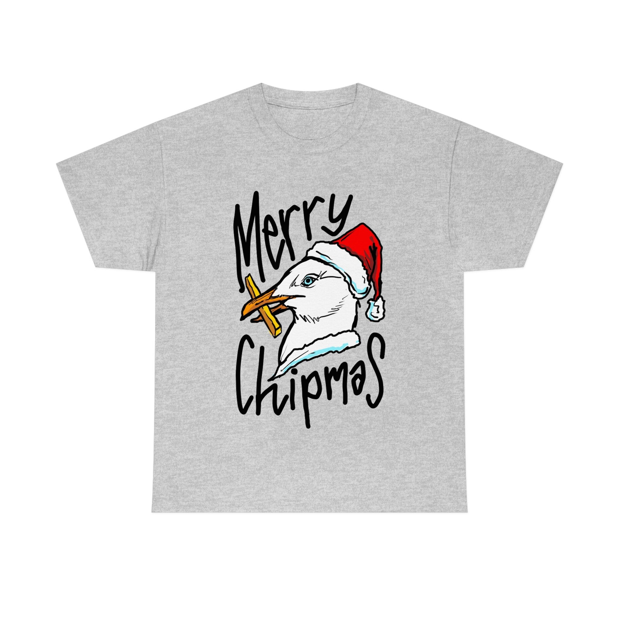 Christmas Seagull Chippie Shirt "Merry Chipmas" Potato Chip T-Shirt of an Australian Seagull - Funny Christmas Chippy Lovers Seagull Shirt